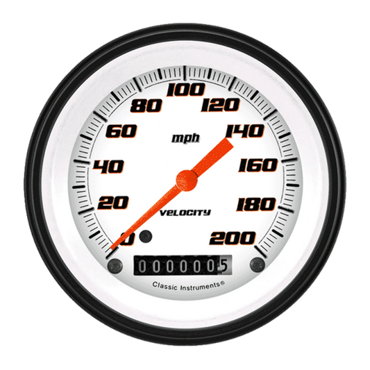 Velocity White 3 3/8" Speedometer VS57WBLF