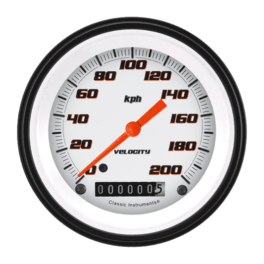 Velocity White 3 3/8" Speedometer VS59WBLF