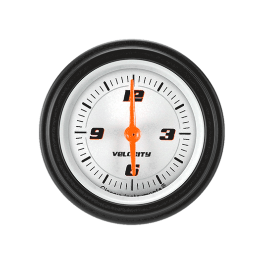 Velocity White 2 1/8" Clock VS90WBLF