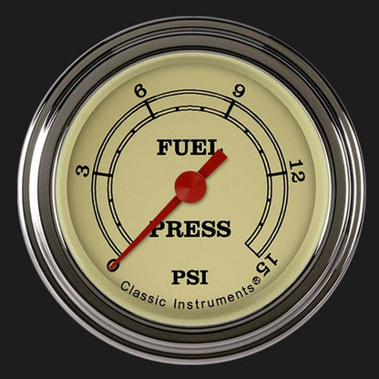 Vintage 2 1/8" Fuel Pressure Gauge, 15 psi VT145SLF
