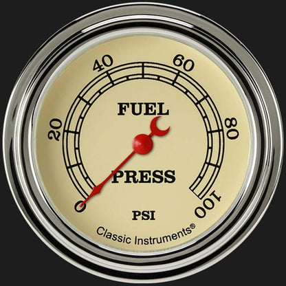 Vintage 2 5/8" Fuel Pressure Gauge, 100 psi VT346SLF