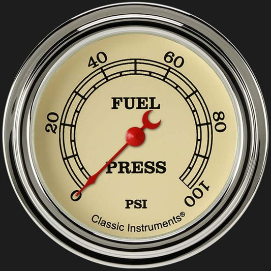 Vintage 2 5/8" Fuel Pressure Gauge, 100 psi VT346SLF