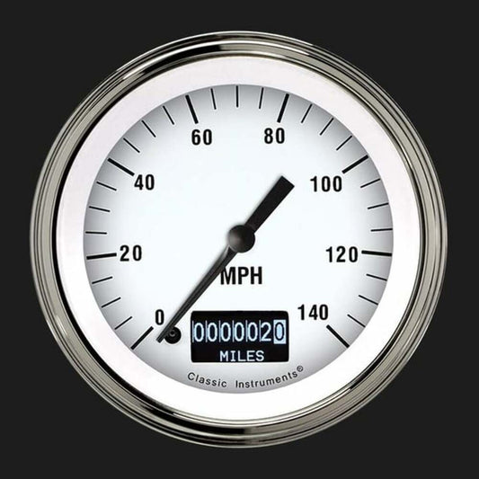White Hot 3 3/8" Speedometer with Information Screen WH55DSLF