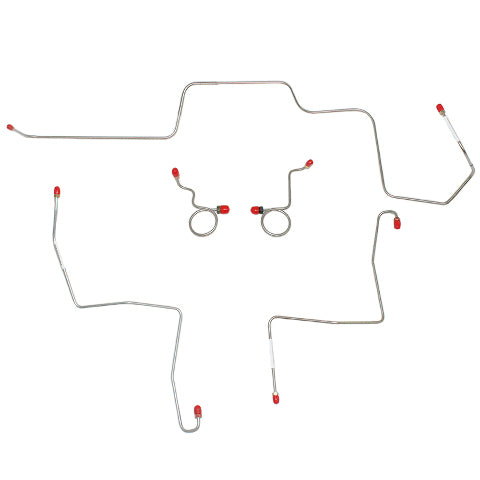 1968-69 Ford Mustang Front Brake Line Kit Manual Drum Brakes 5 Piece - ZKT6801OM